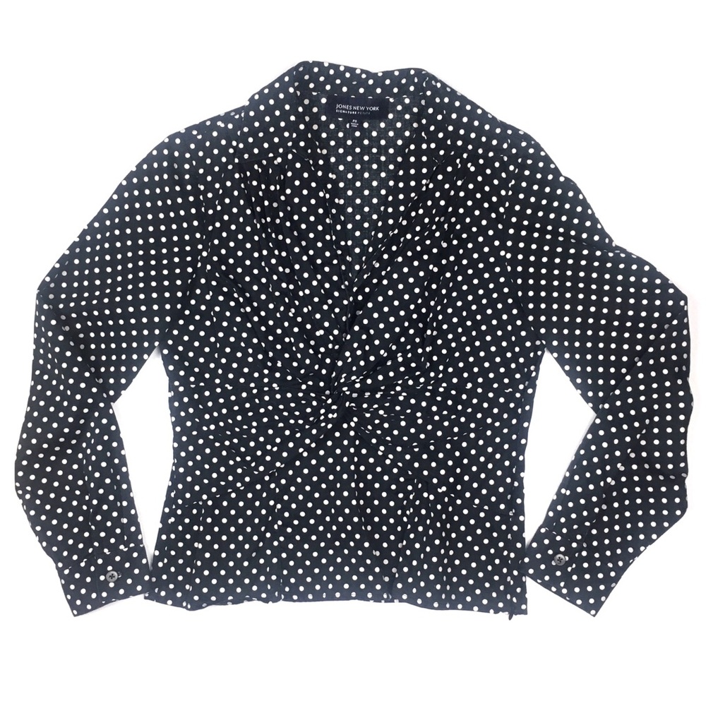 Polka Dot Fitted Blouse -SP- Jones New York